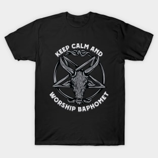 Keep calm and worship Baphomet - Vintage Baphomet Goat Pentragram T-Shirt